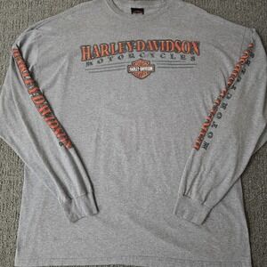 Harley Davidson Jamaica Long Sleeve Graphic T Shirt Gray 3XL Biker Y2K  Grunge